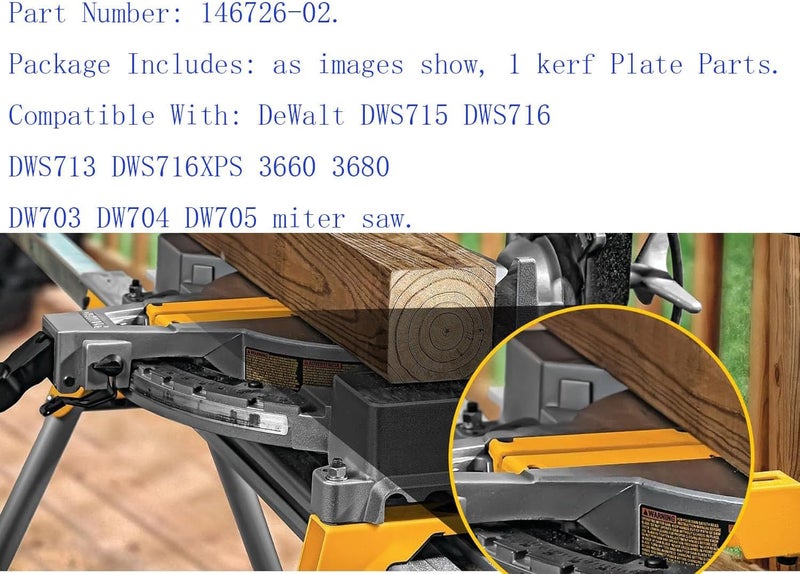 VIGORVIL 146726-02 kerf Plate Parts For DeWalt DWS715 DWS716 DWS713 DWS716XPS 3660 3680 DW703 DW704 DW705 miter saw - Image 5